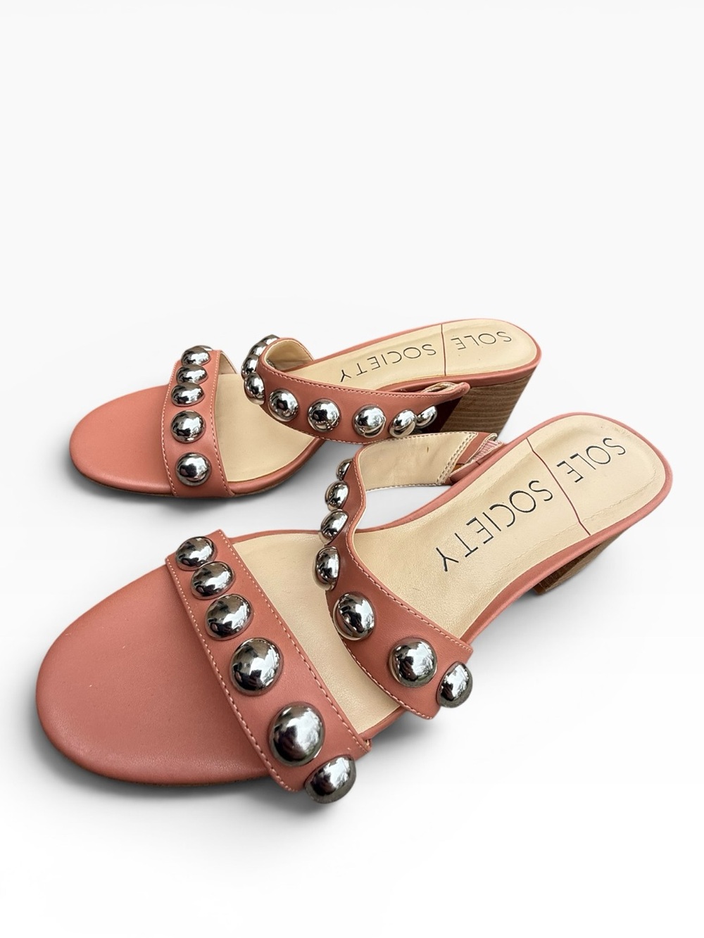 Sole Society Sasandrah Studded Block Heel Sandals Size 8.5 - Picture 4 of 8